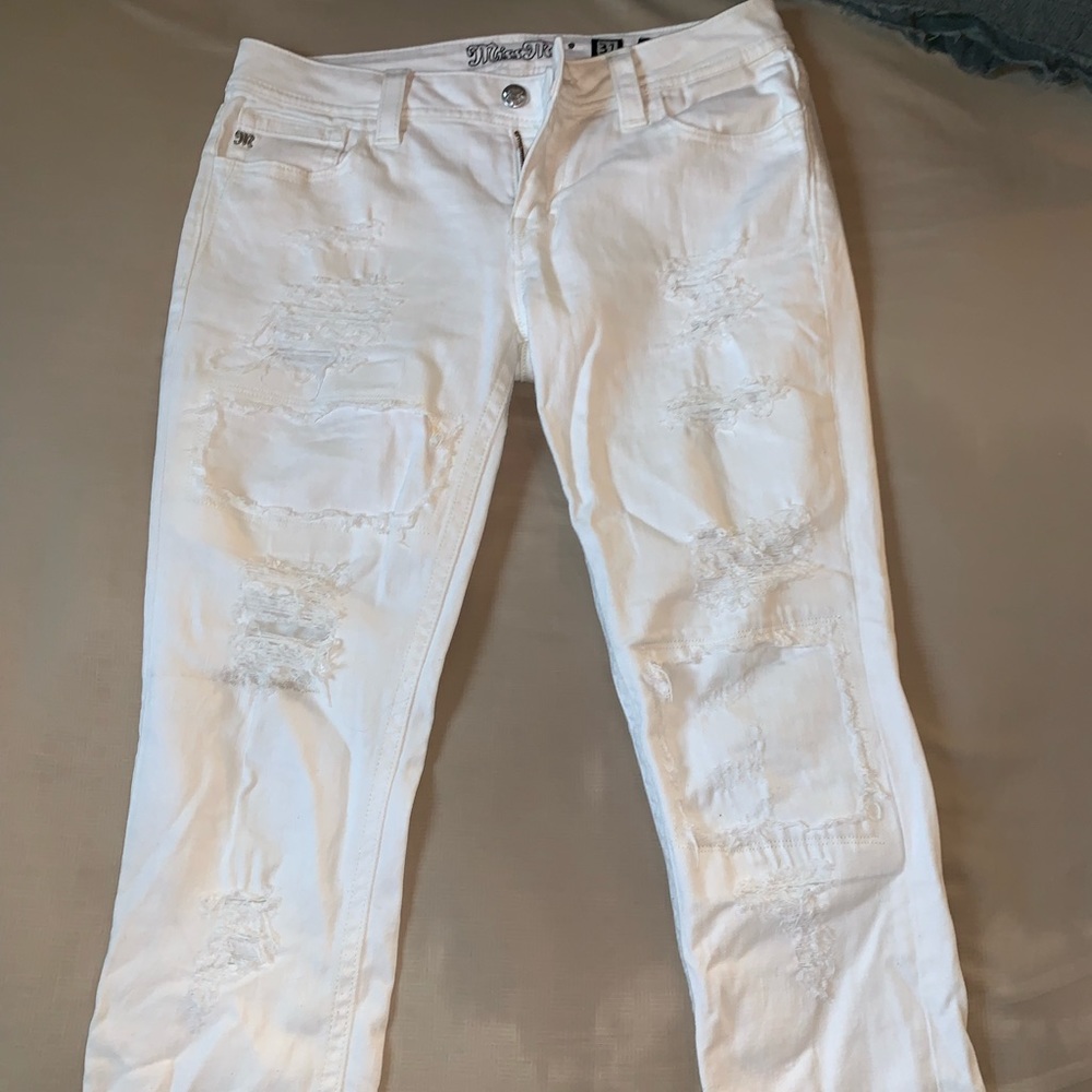 Miss me white torn skinny jeans